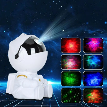 Astronauta projetor de luz de galáxia