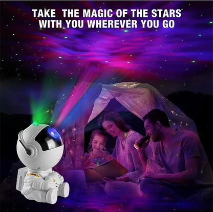 Astronauta projetor de luz de galáxia