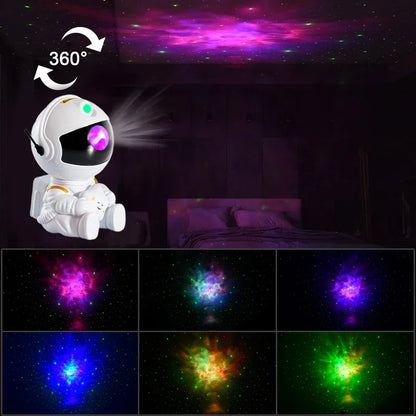 Astronauta projetor de luz de galáxia