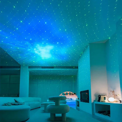 Astronauta projetor de luz de galáxia
